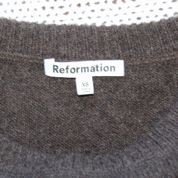 Reformation Cashmere Sweater Women's XS Pullover Crewneck Soft Lightweight Brown - Picture 6 of 7